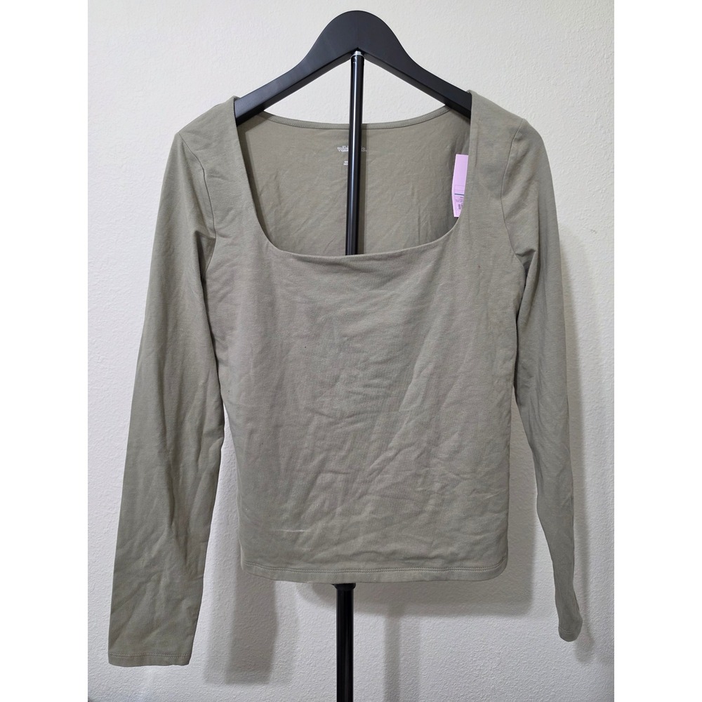 Wild Fable Oregano Tan Square Neck Long Sleeve Top Large NWT